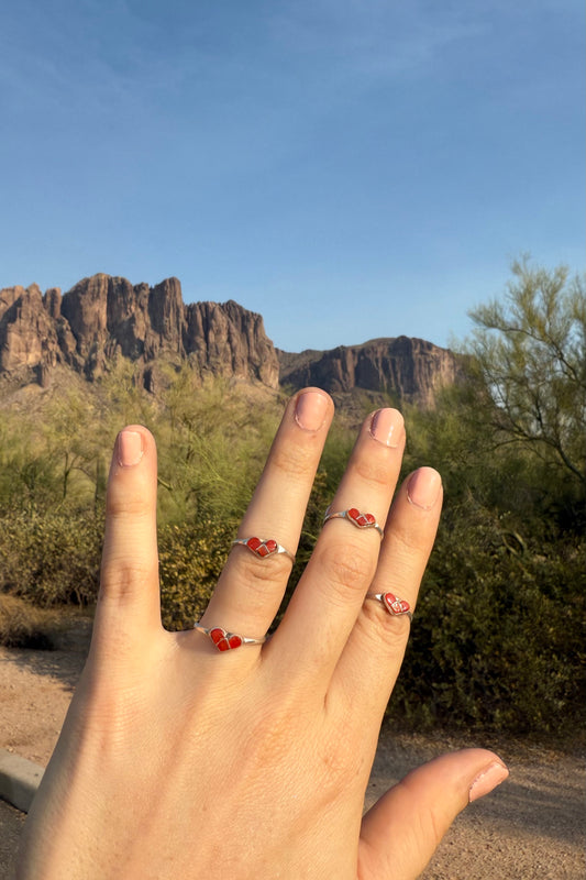 Red Spiny Heart Rings