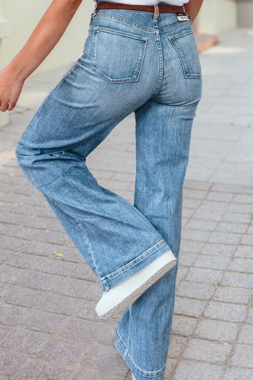 Texas Trails Center Seam Detail Straight Loose High Rise Jeans