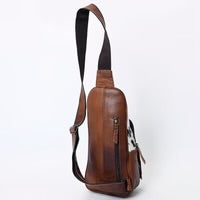 Ruthie Western Sling Backpack-Tooled Leather & Hair-On Cowhide Chest Bag for Everyday Carry