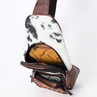 Ruthie Western Sling Backpack-Tooled Leather & Hair-On Cowhide Chest Bag for Everyday Carry
