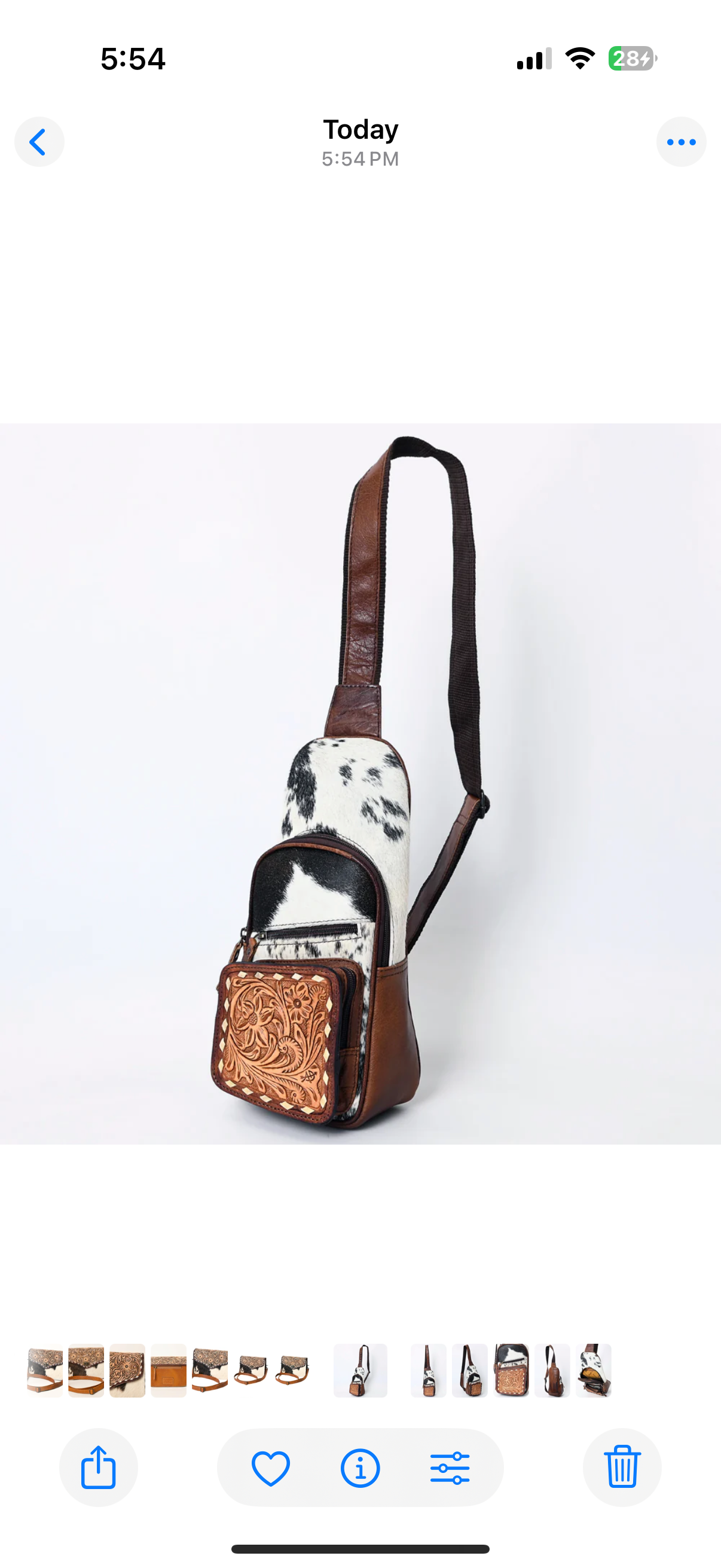 Ruthie Western Sling Backpack-Tooled Leather & Hair-On Cowhide Chest Bag for Everyday Carry