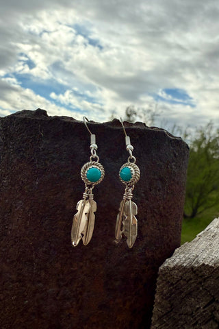 DESERT FEATHERS ❖ Turquoise Feather Earrings