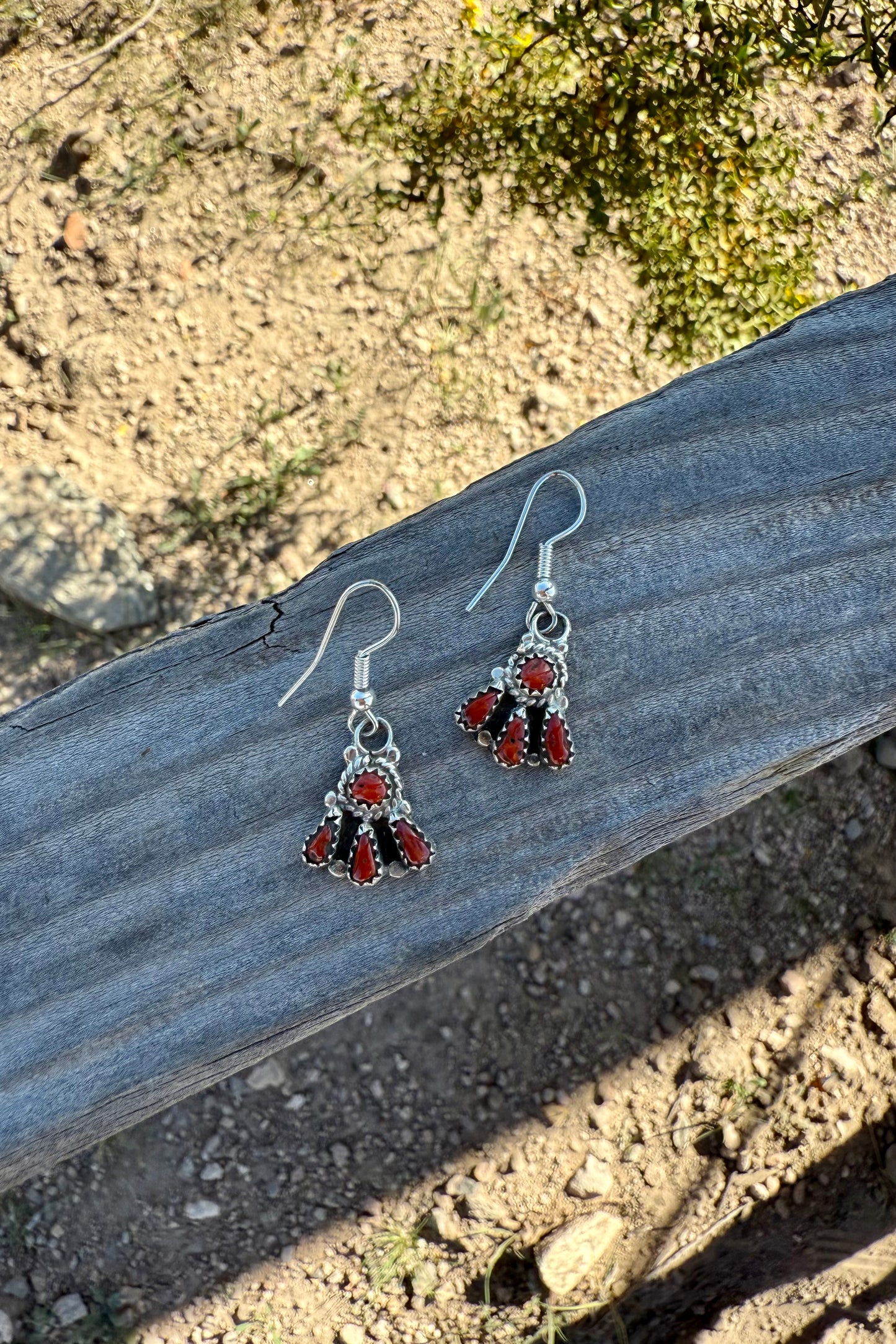 Red Coral Dangle Earrings
