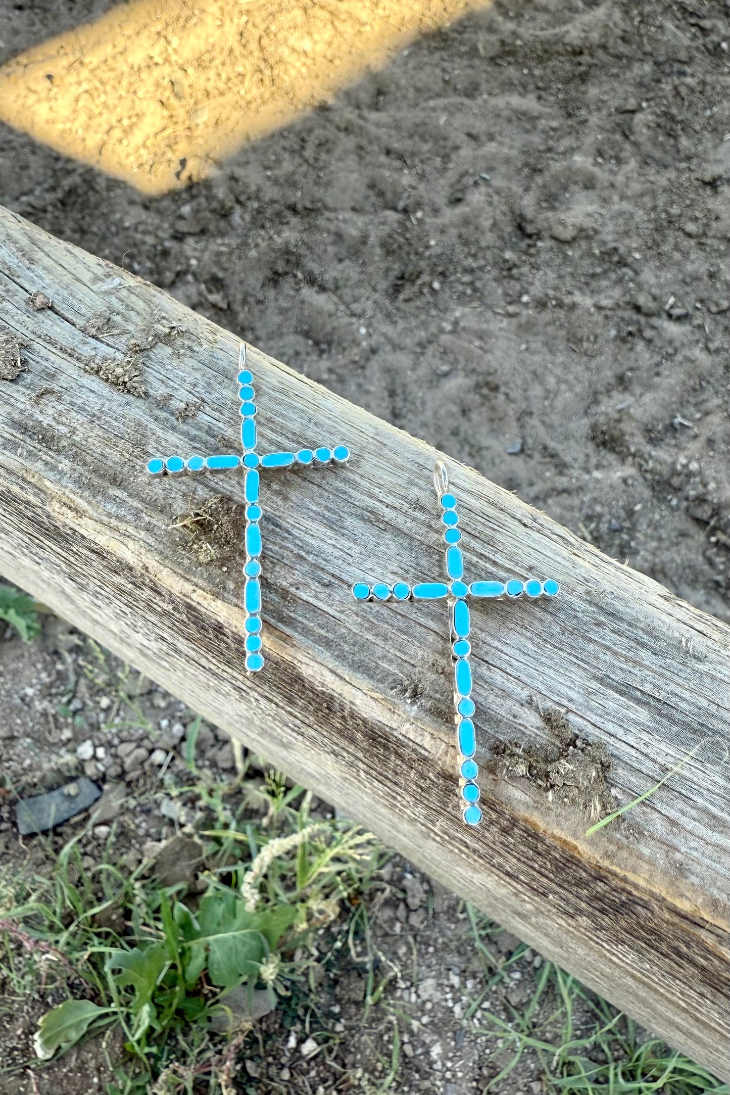 Turquoise inlay cross pendant