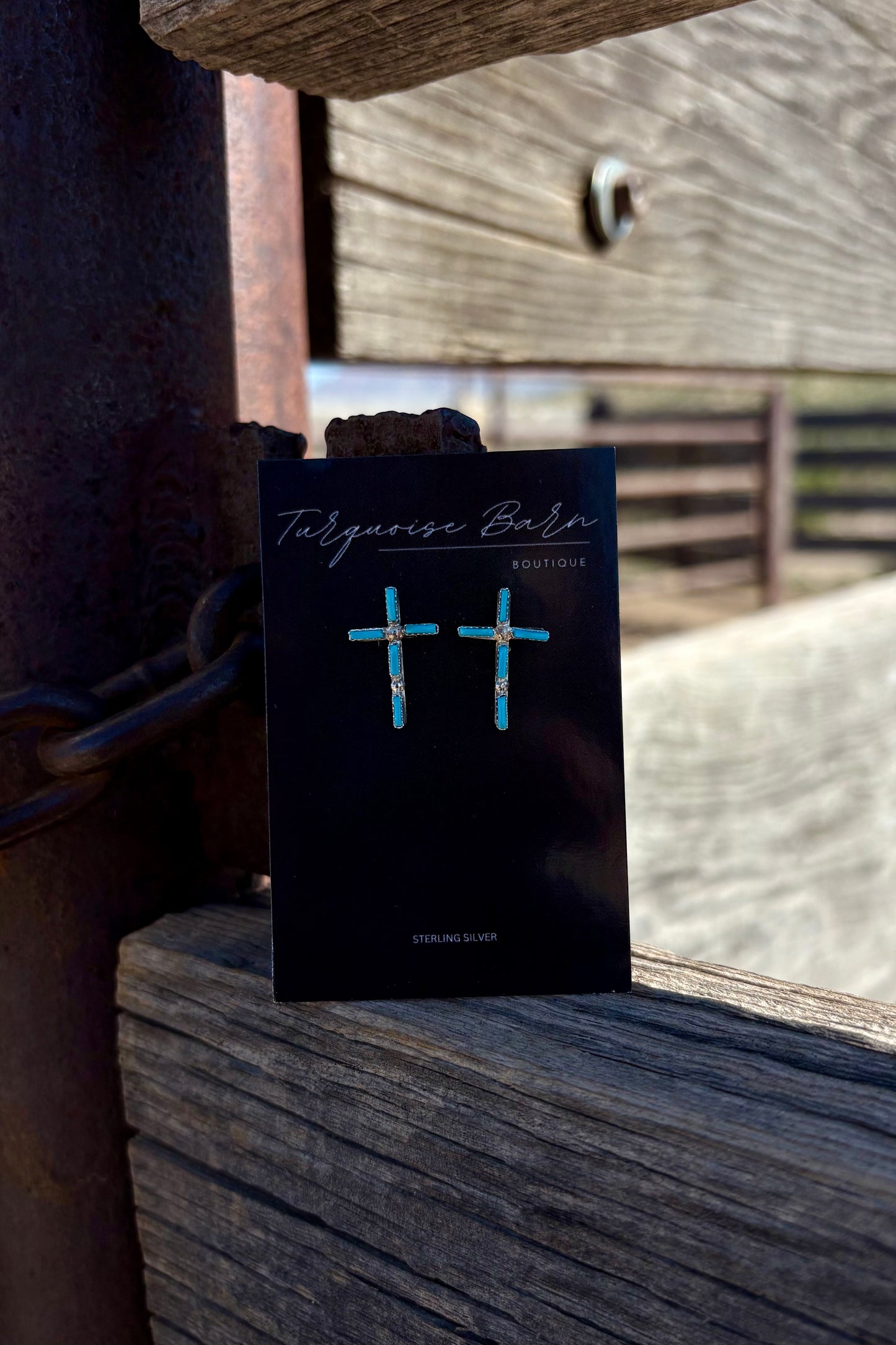 Turquoise cross studs