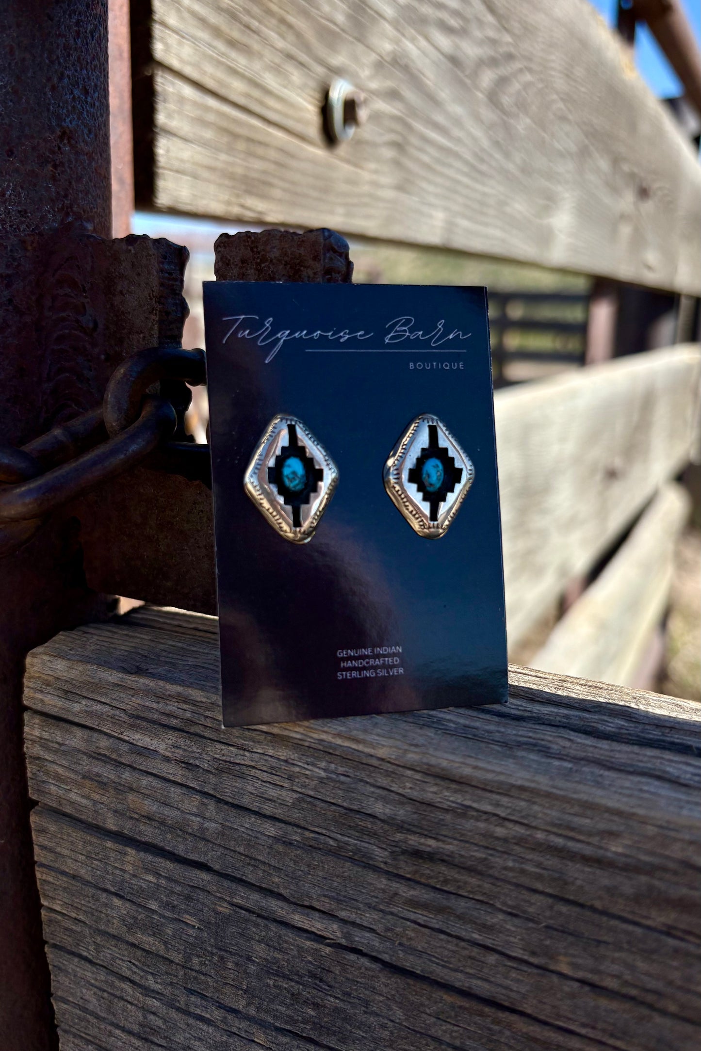 Shadow box turquoise studs