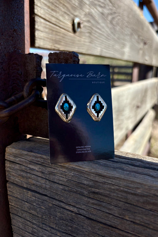 Shadow box turquoise studs