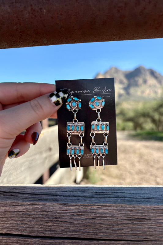 Turquoise dangle studs