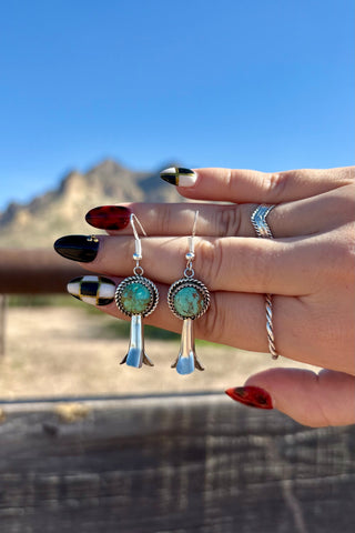 THE HEIRLOOM ❖ Dangle Squash blossom Turquoise Earrings