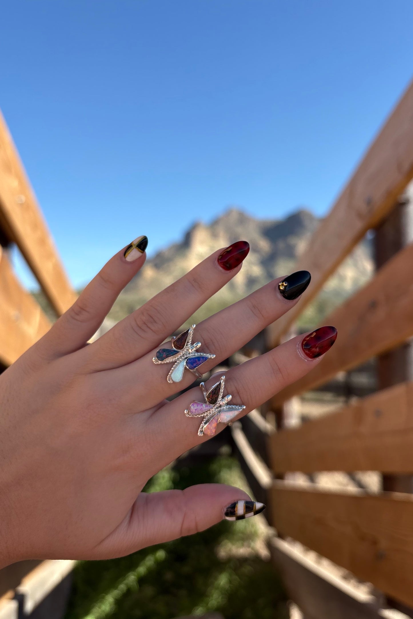 Opal Butterfly Rings