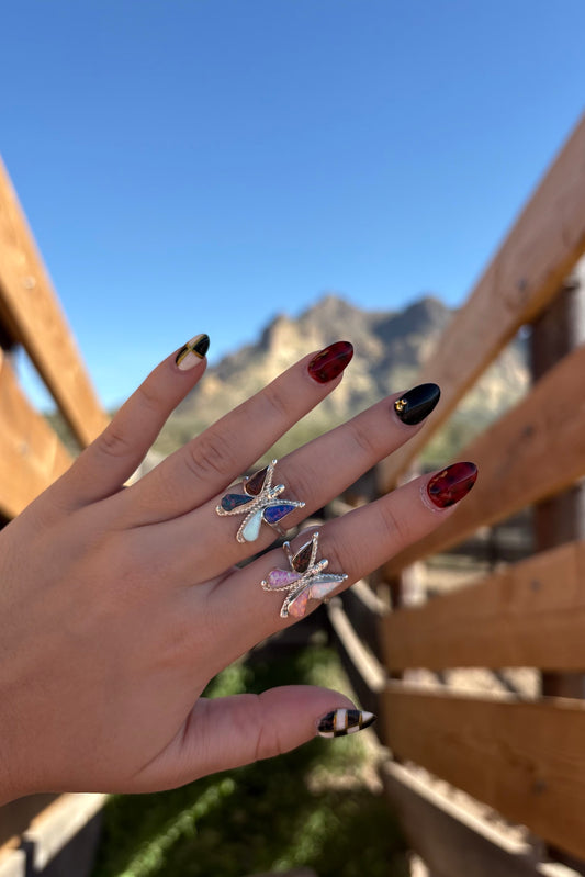 Opal Butterfly Rings