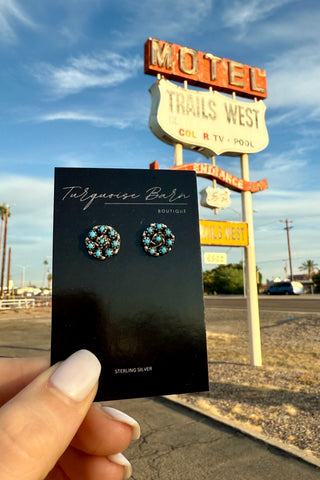 LITTLE TREASURES ❖ Zuni Flower Turquoise Earrings