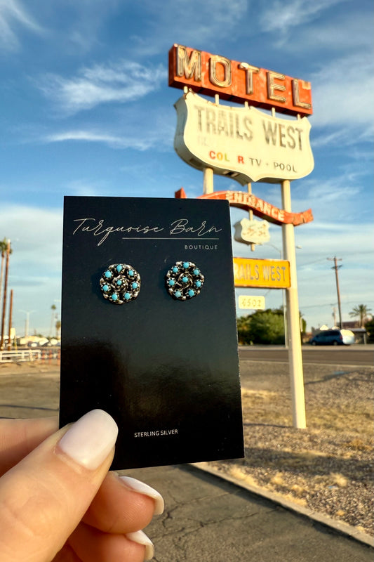 Zuni Flower Turquoise Earrings