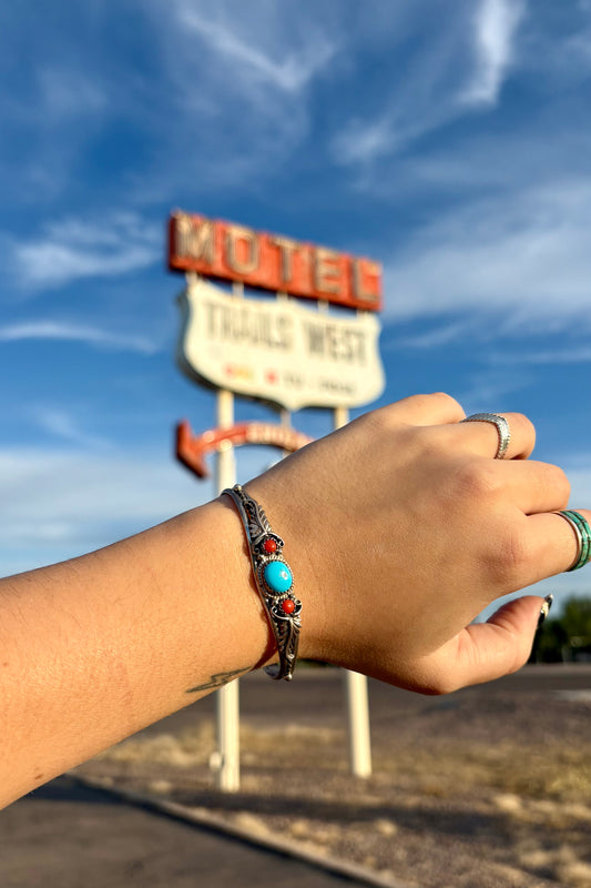 Turquoise/Coral cuff