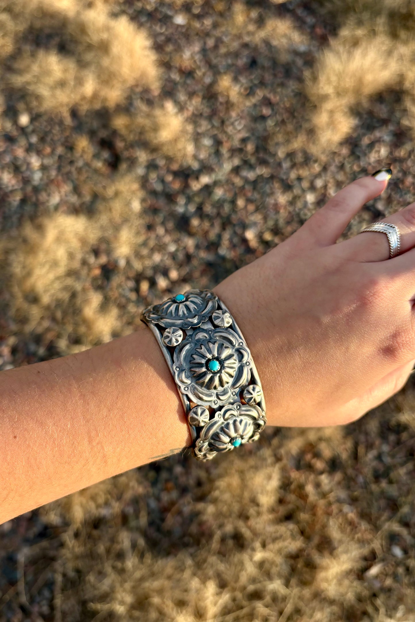 Silver and turquoise cuff