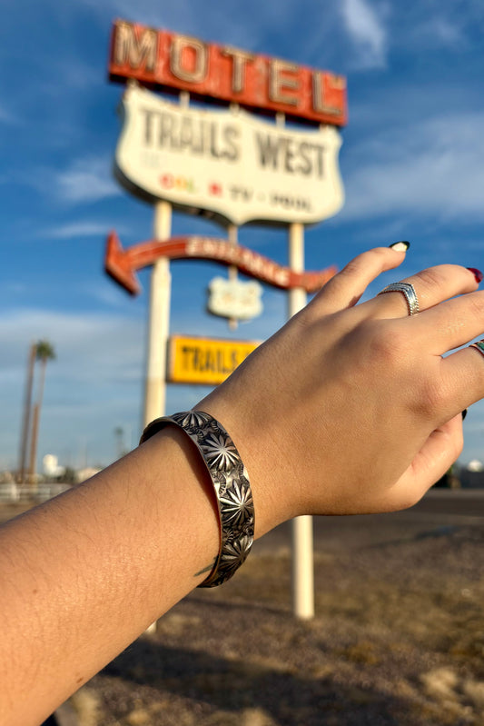 Stamped silver cuff