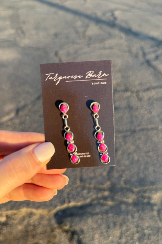 Hot Pink Opal Earrings