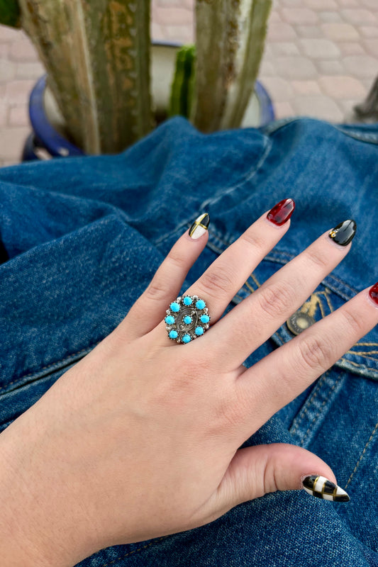 Turquoise cluster rings
