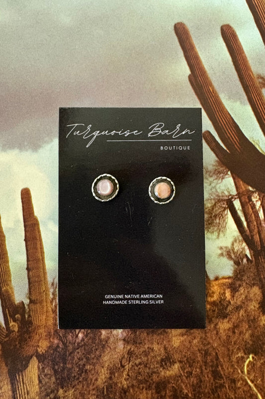 Pink opal studs