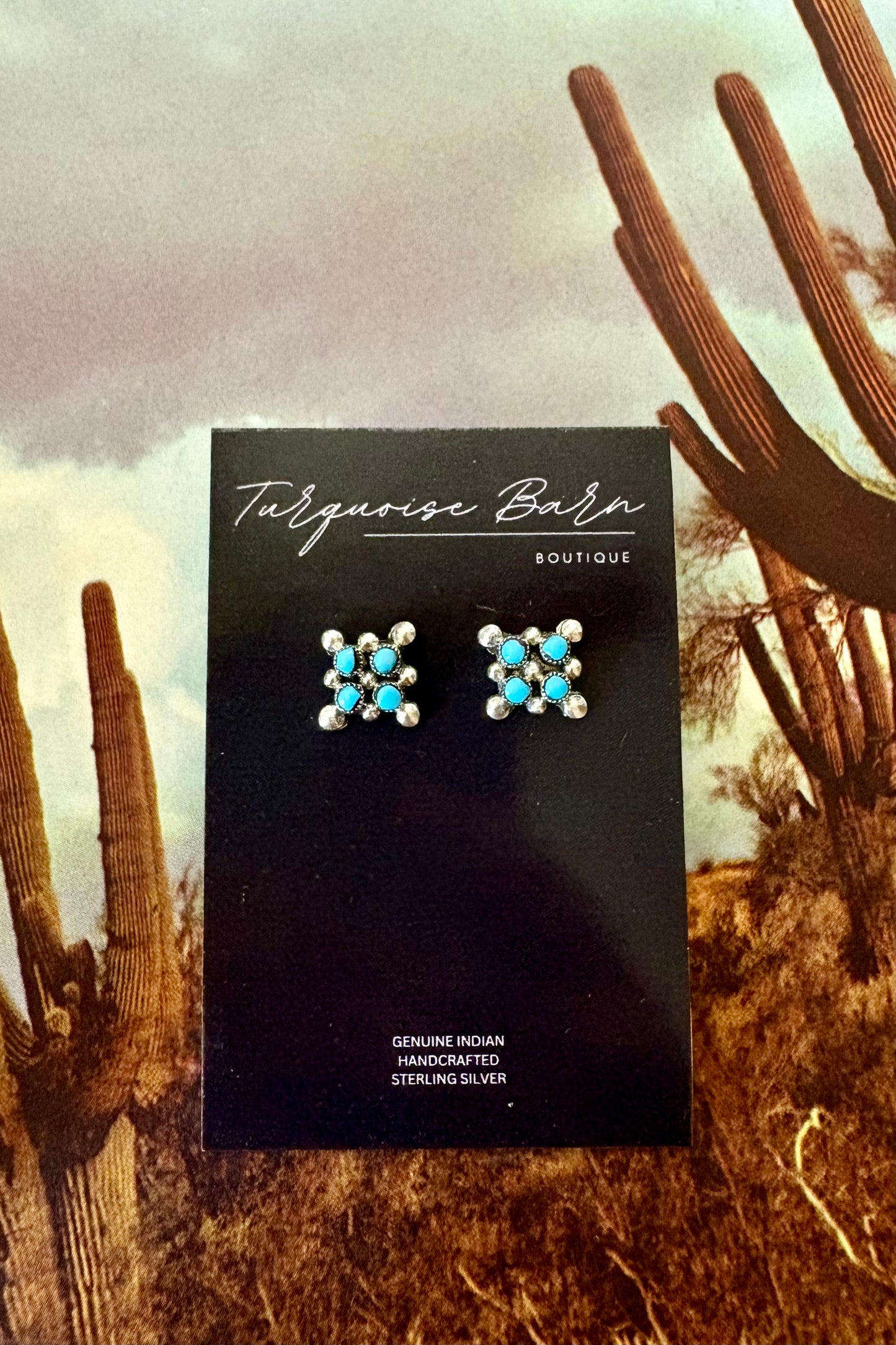 Turquoise cluster studs