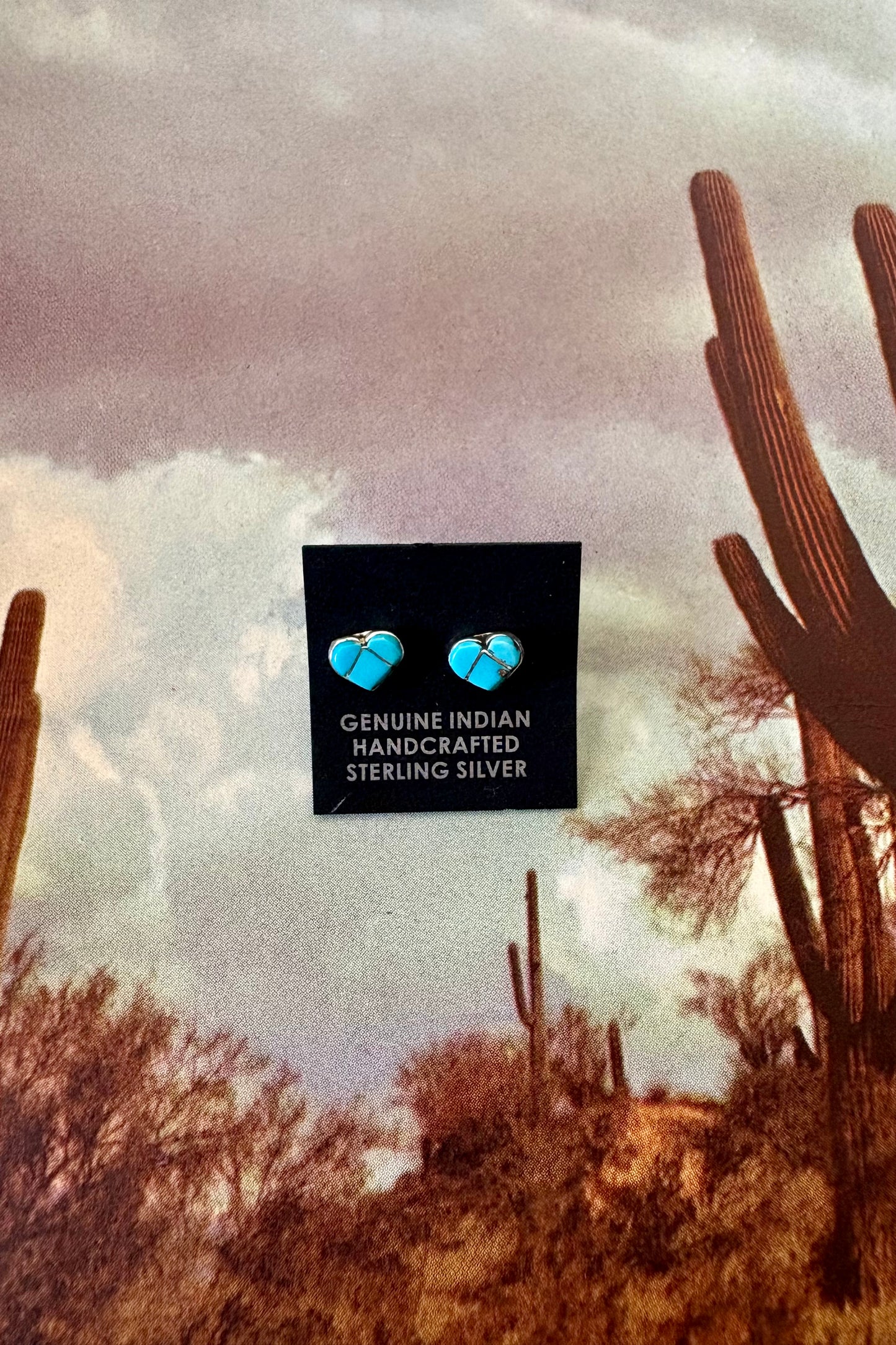 Turquoise heart studs