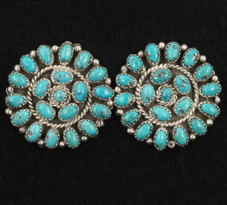 Turquoise & Silver Cluster Earrings