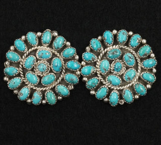 CLUSTER LOVE ❖ Turquoise & Silver Cluster Earrings