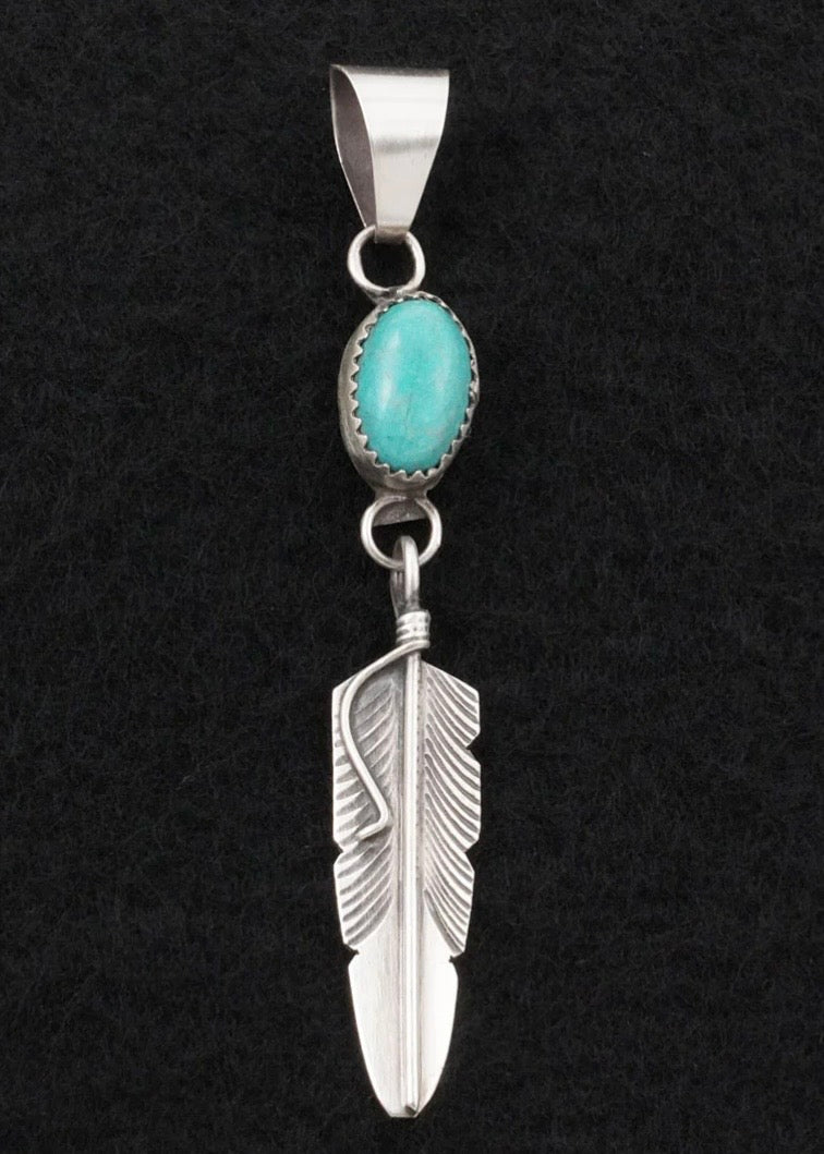 Turquoise Feather Pendant Chris Charley