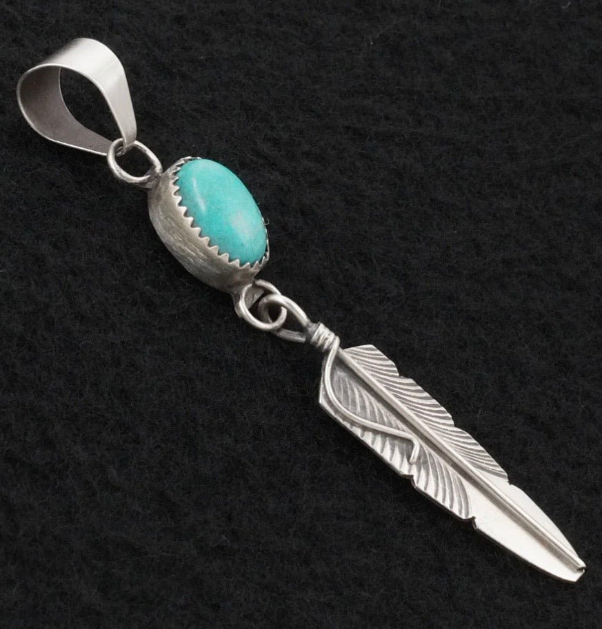 Turquoise Feather Pendant Chris Charley