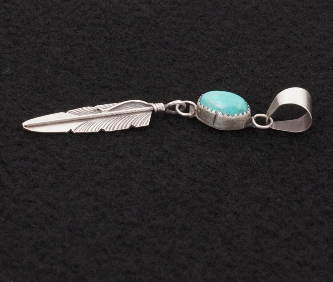 Turquoise Feather Pendant Chris Charley