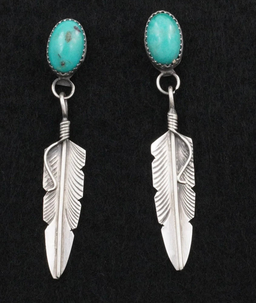 Turquoise Feather Earrings Chris Charley