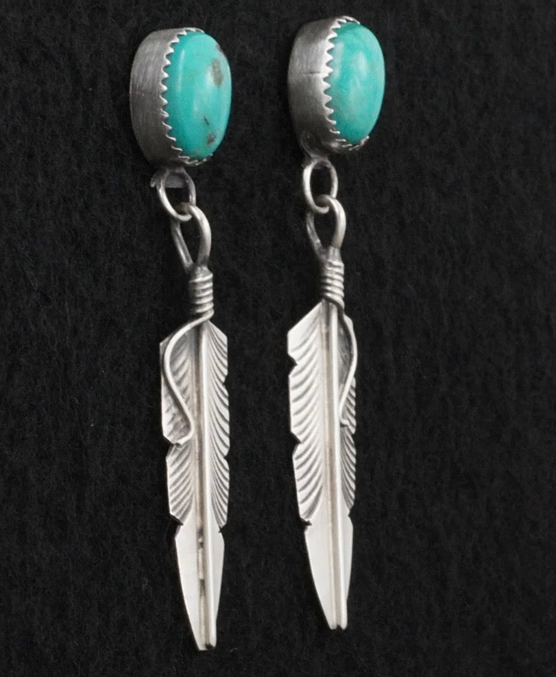 Turquoise Feather Earrings Chris Charley