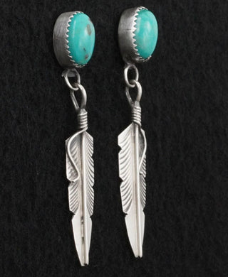 DESERT FEATHERS ❖ Turquoise Feather Earrings Chris Charley