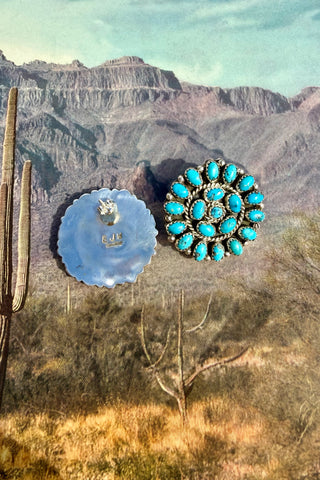 CLUSTER LOVE ❖ Turquoise & Silver Cluster Earrings