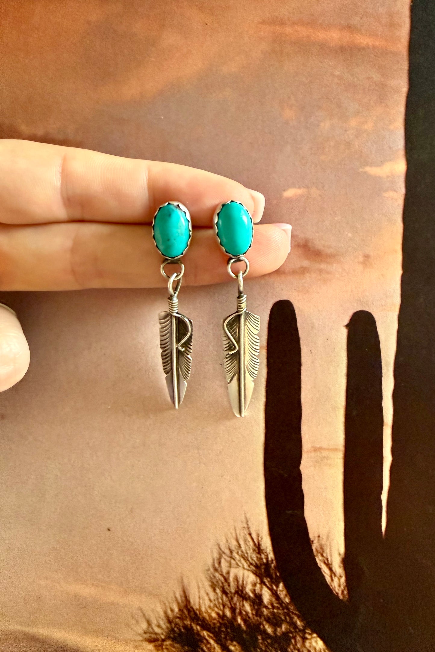 Turquoise Feather Earrings Chris Charley