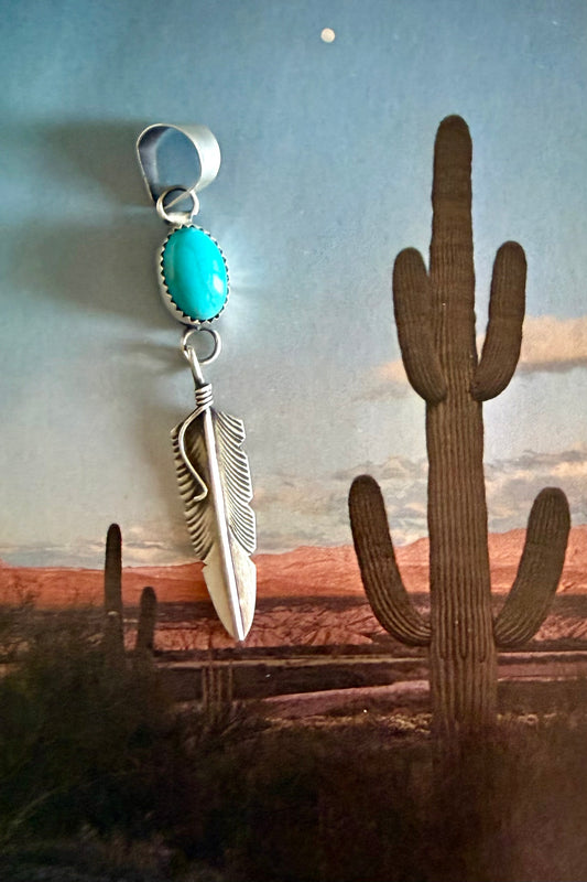 Turquoise Feather Pendant Chris Charley