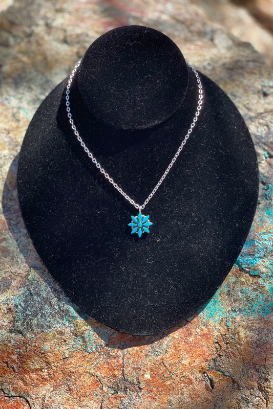 Zuni Turquoise Flower Pendant