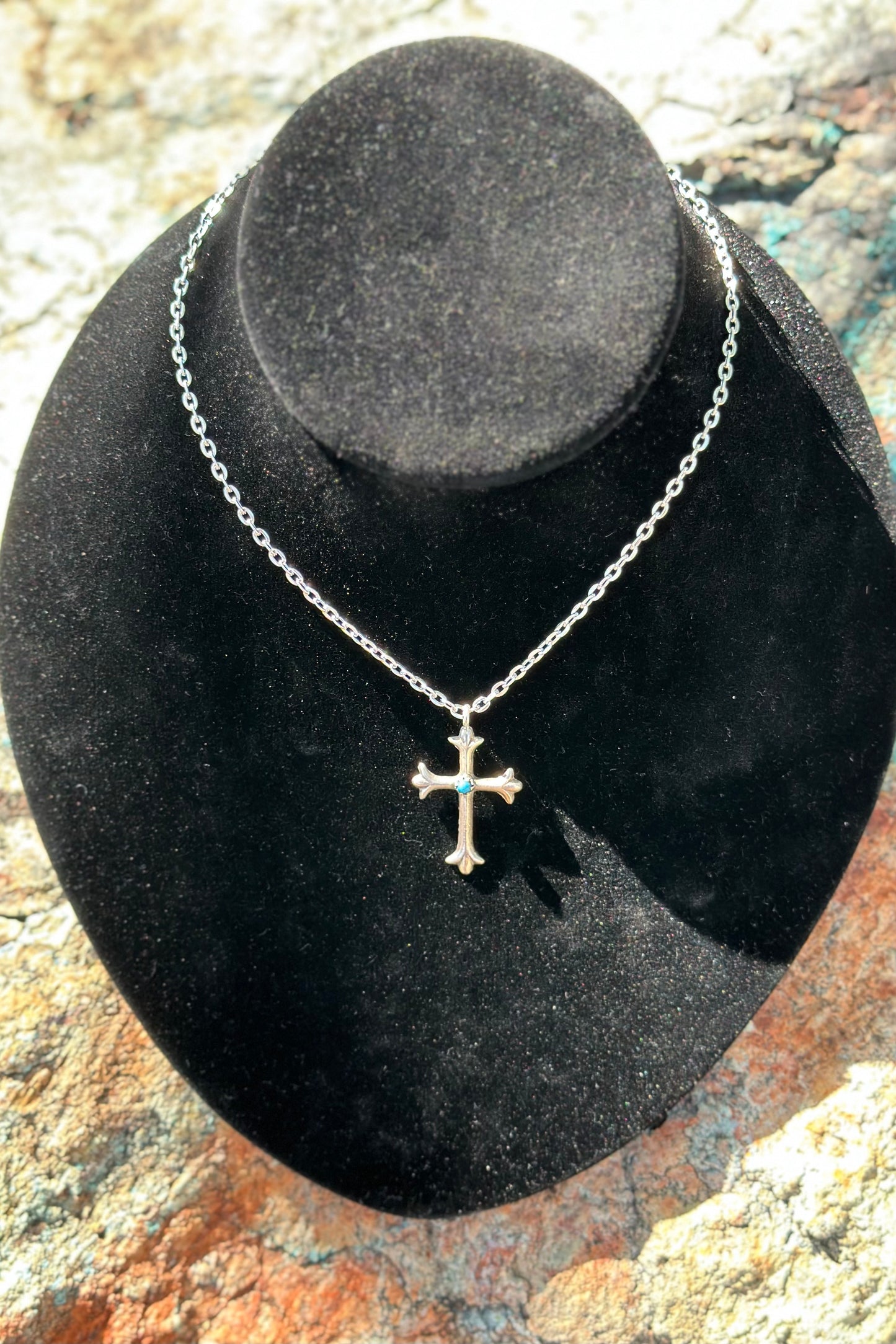 Turquoise Cross Pendant Necklace